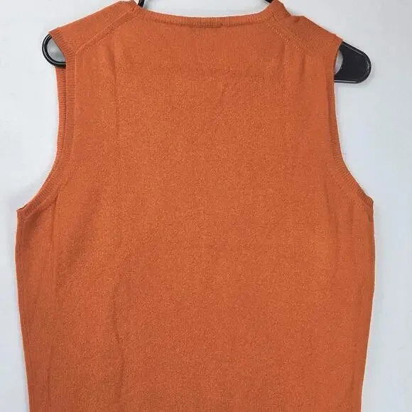 Manrico Cashmere Sweater Vest Orange Knit Top Womens XL Made in Italy MSRP $750 - Picture 10 of 10